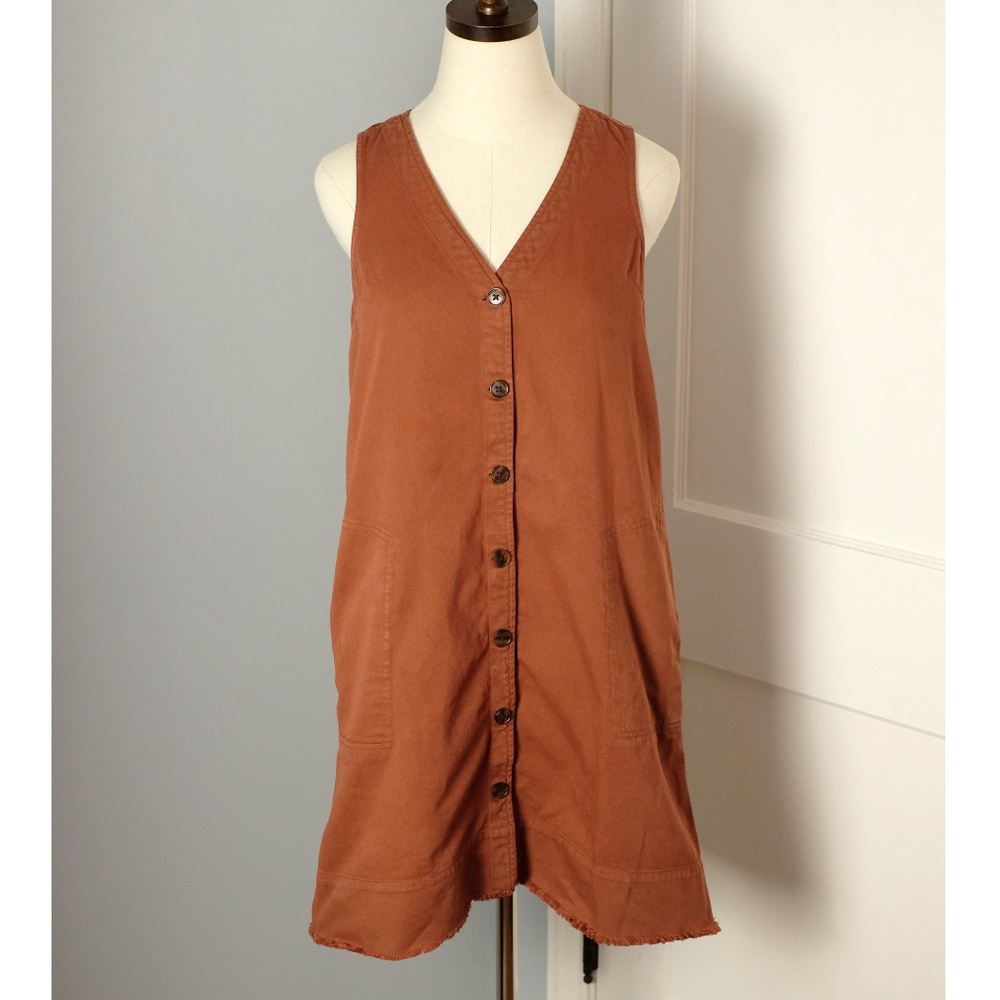 Vintage Gap Rust Denim Button Down Shift Dress - image 1